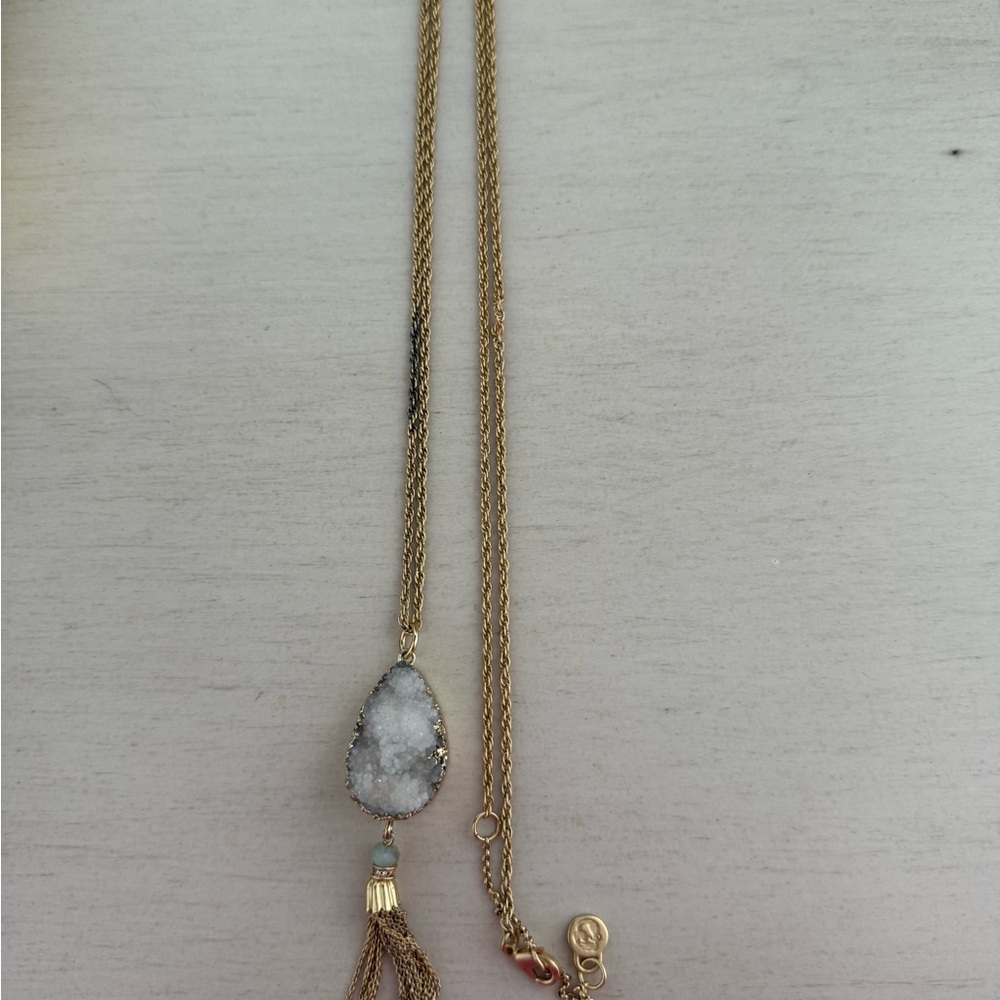 Spartina 449 Gold Necklace with White Pendant